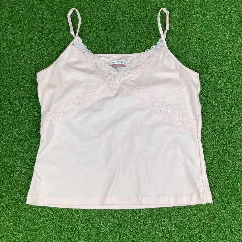 Vintage Y2K Light Pink No Boundaries Lace Trim Wrap Design Cami Sz L
